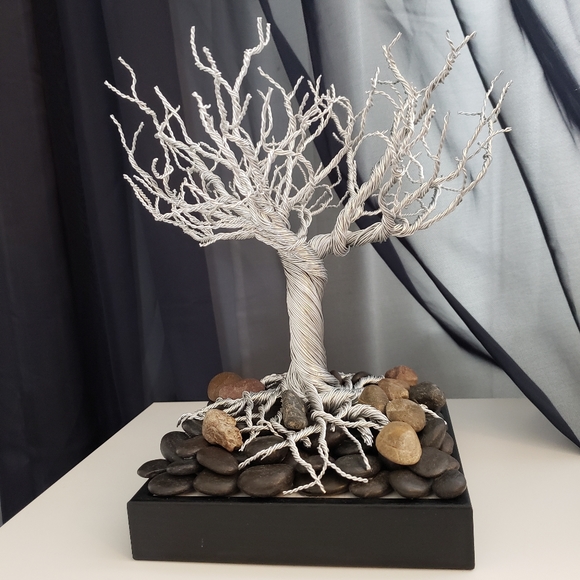 Wire Tree Bonsai Twisted Metal Sculpture Tree of Life Money Tree Original 10" - Picture 3 of 6